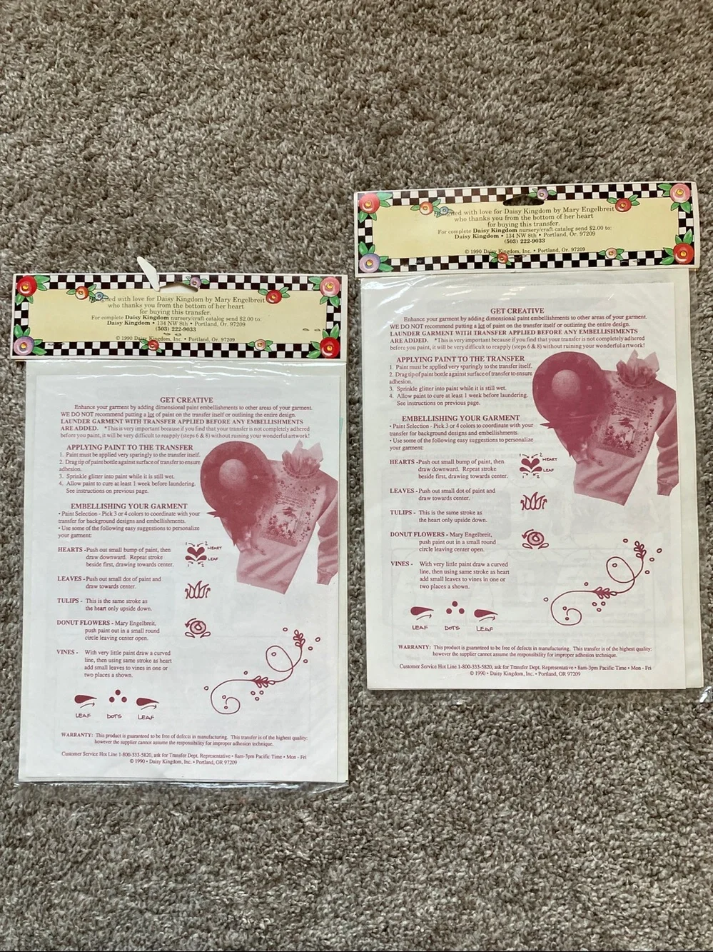 Bundle of 2 Daisy Kingdom Mary Engelbrett Christmas iron on transfers NIP